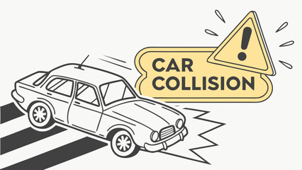 Vector Car Collision Icons &ndash; Crash Warning Signs and Impact Illustrations