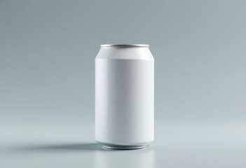 Blank white soda can against a plain background.