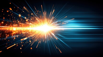 digital explosion with fiery sparks and glowing light