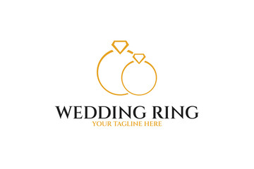 Luxury wedding ring logo design vector illustration idea