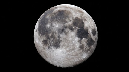 Obraz premium A detailed image of the moon showcasing its craters and surface texture against a black background.