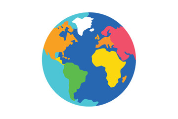 Colorful continents globe icon on white background