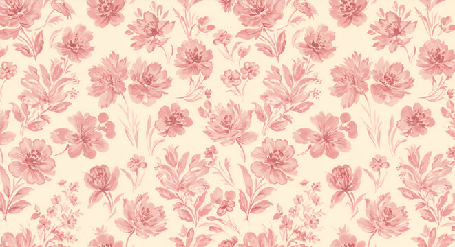 Elegant pink floral pattern, vintage style botanical design for backgrounds and textiles