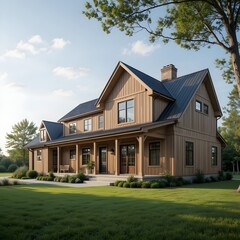 Modern Farmhouse Design Surrounded by Lush Green Landscape