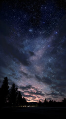 Naklejka premium A Tranquil Night: Under the Celestial Canopy Witnessing the Wonders and Mystique of the Universe Above