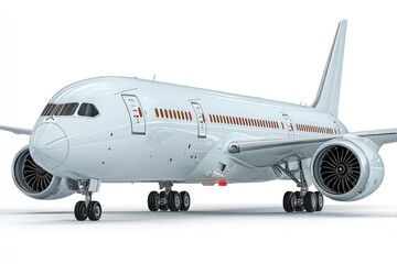 Obraz premium White passenger jet, angled view