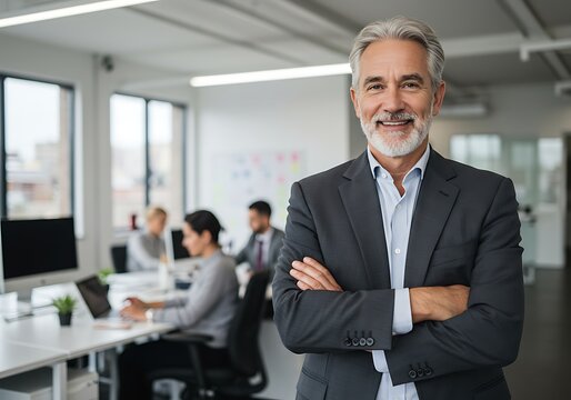 Confident Senior Businessman Portrait in Modern Office Setting