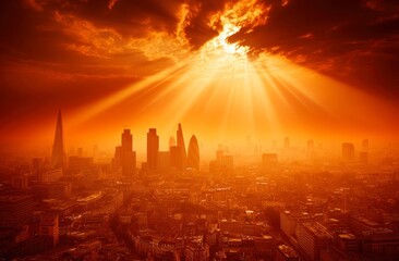 Obraz premium London skyline bathed in fiery sunset light