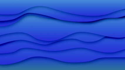 Blue Layered Wave Background with Gradient and Shadows
