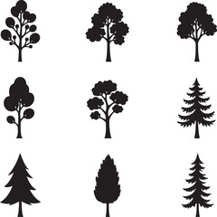 Outdoor Adventure and Mountain Hiking Silhouettes Collection" 