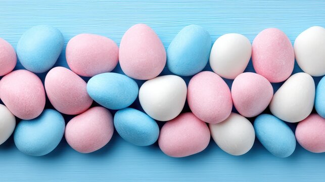 Elegant confetti-themed commercial poster with soft pastel colors and a clear zone for headline text and branding