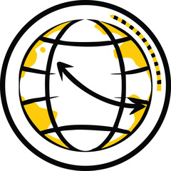 Flat earth globe icon with longitude and latitude lines