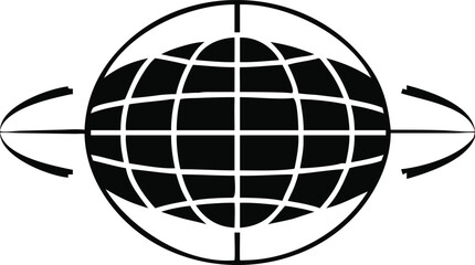 Flat earth globe icon with latitude and longitude lines