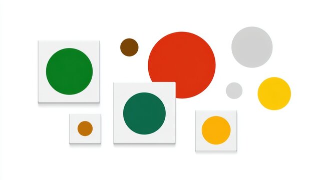 Conference event poster with geometric confetti elements and clean space for speaker lineup and schedule