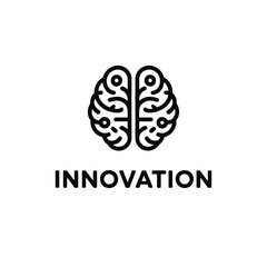 Abstract brain silhouette with innovation hubs text