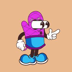 Retro character design from oven glove shocked