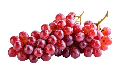 Fototapeta premium A cluster of red grapes, plump and juicy, sits against a plain white background