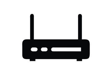 Black wifi router icon with antenna silhouette