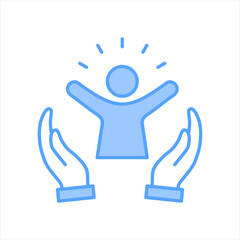 Confidence Blue Icon Vector Illustration