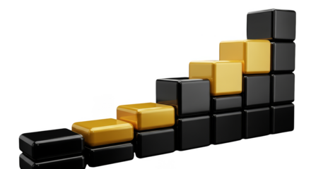 Shiny Black and Golden Block Staircase