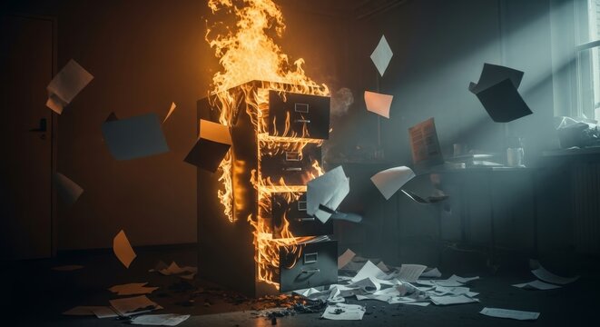 Exploding Filing Cabinet Imágenes de