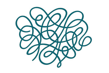 Teal scribbled line pattern creating visual chaos, representing intricate mental complexity against transparent backdrop