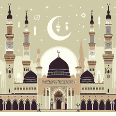 nabawi mosque flat illustration