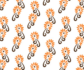 Floral seamless pattern with decorative leaves and artistic spring elements