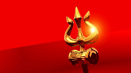 Maha Shivratri Shiva Lingam and Trishul symbols of Lord Shiva with a glow in a red background