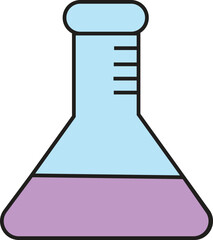 Flat Vector Illustration of Laboratory Flask with Purple Liquid for Science, Chemistry, and Education Design Projects