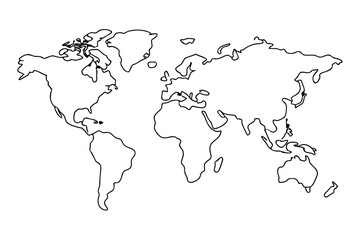 Minimalist outline world map no labels vector graphic