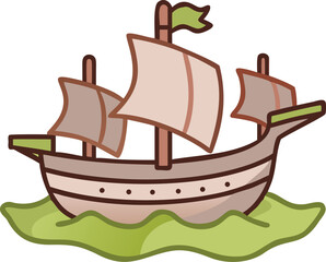 Vintage caravel sailing ship illustration for maritime projects