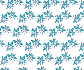 Green seamless floral pattern with leaves and decorative nature elements