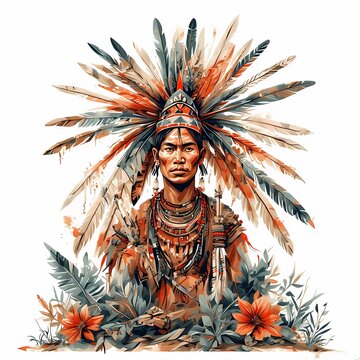Indigenous Chief in Watercolor