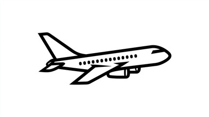 Minimalist Airplane Line - Art Icon, Design for Aviation or Travel Apps