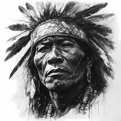  Detailed Charcoal Portrait of an Indigenous Elder