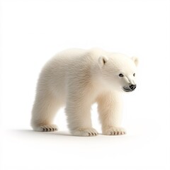 Fototapeta premium Cute Fluffy Cartoon Polar Bear Cub with Tiny Ears Standing Upright
