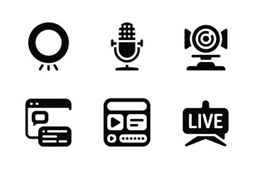 Ring light microphone webcam chat window media player live stream sign messaging