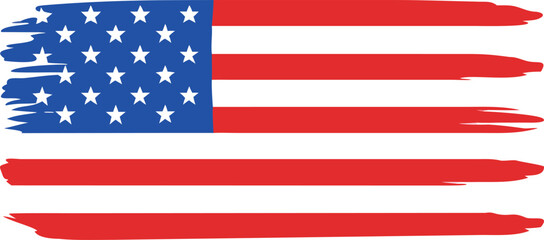 Stylized brush stroke american flag graphic