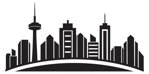 Modern toronto city skyline silhouette with iconic buildings and urban landscape