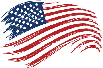Stylized brush stroke american flag vector design
