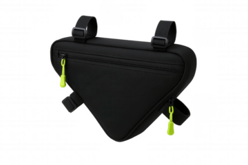 Durable Black Bicycle Frame Bag with Neon Yellow Zipper Pulls for Cycling Essentials and Storage