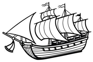 Vintage columbus era caravel ship with wood texture