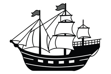 Vintage columbus era caravel ship with wood texture