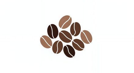 Obraz premium Coffee Beans Dark Brown Light Brown on White Background