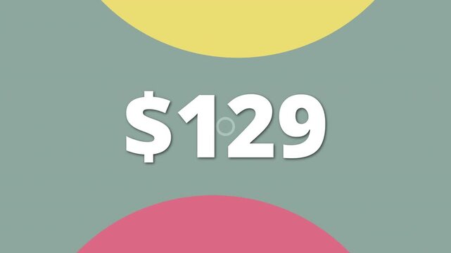 Engaging animation that emphasizes a 129 price. Good for ads, apps, and presentations.
