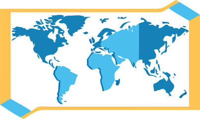 Detailed world map illustration with multiple color options