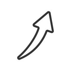Curved upward right arrow icon symbolizing business growth and success

