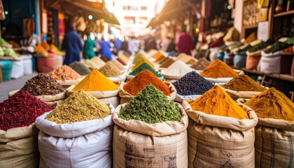 Fototapeta premium Colorful spice market scene