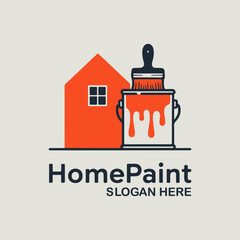 Paint house logo, business card design, with concept paint bucket and house file